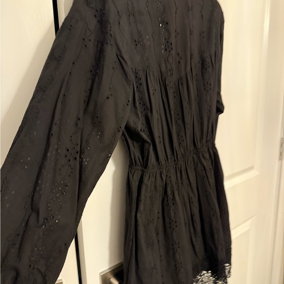 NWT Zara  Embroidery Eyelet Black Long Sleeve Dress - Picture 8 of 8